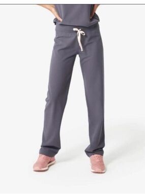 Figs Light Charcoal with Light Pink Drawstring